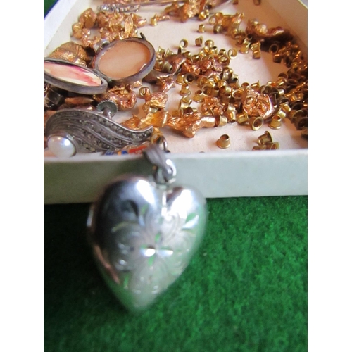 826 - Silver Locket with Spoon and Other Items Contained within Box