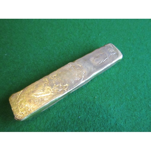 829 - Nugget Rectangular Form with Incised Marks Approximately 4 Inches Long Possibly Currency