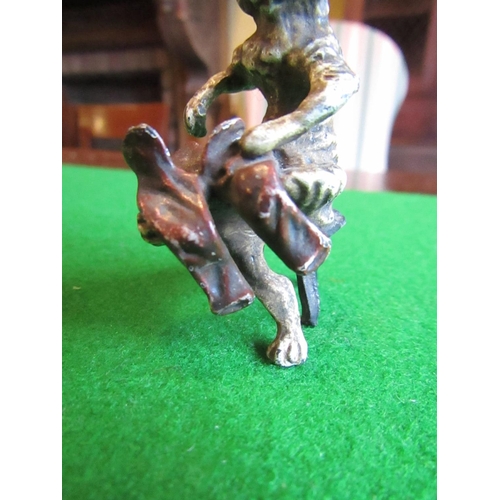 833 - Cold Painted Bronze Figure of Cat with Britches Approximately 4cm High Attractively Detailed