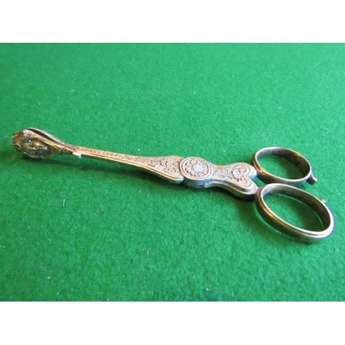 834 - Pair of Antique Silver Grape Shears with Engraved Decoration