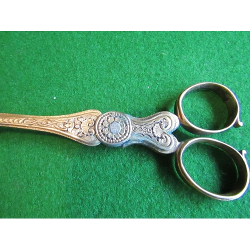 834 - Pair of Antique Silver Grape Shears with Engraved Decoration