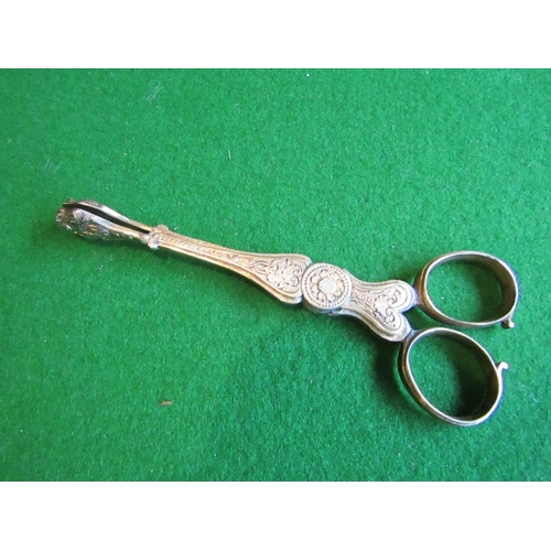 834 - Pair of Antique Silver Grape Shears with Engraved Decoration