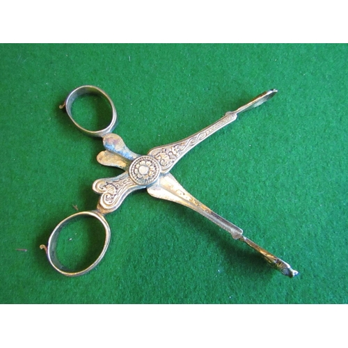 834 - Pair of Antique Silver Grape Shears with Engraved Decoration