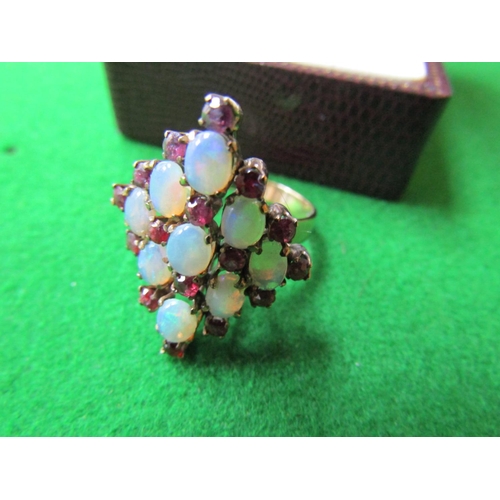 840 - Ladies 9 Carat Gold Opal and Garnet Ring Size Q and a Half