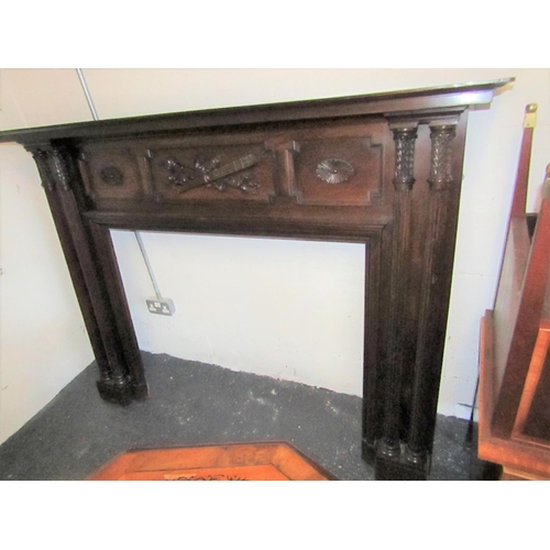 845 - Antique Figured Mahogany Fire Surround Finely Detailed with Twin Side Column Decoration Mantle Appro... 