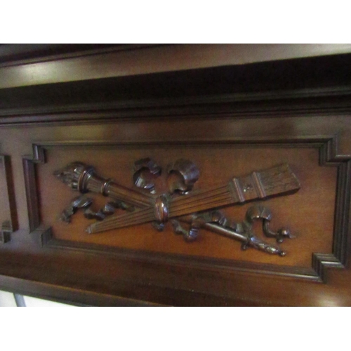 845 - Antique Figured Mahogany Fire Surround Finely Detailed with Twin Side Column Decoration Mantle Appro... 