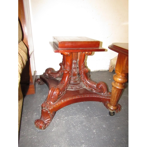 847 - Imposing 6ft Diameter Solid Mahogany Centre Table with Satinwood Crossbanding above Finely Carved Su... 