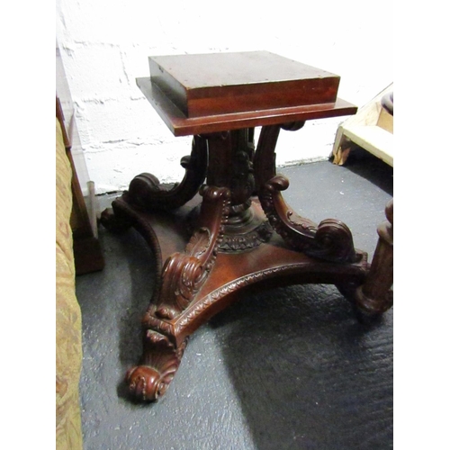 847 - Imposing 6ft Diameter Solid Mahogany Centre Table with Satinwood Crossbanding above Finely Carved Su... 