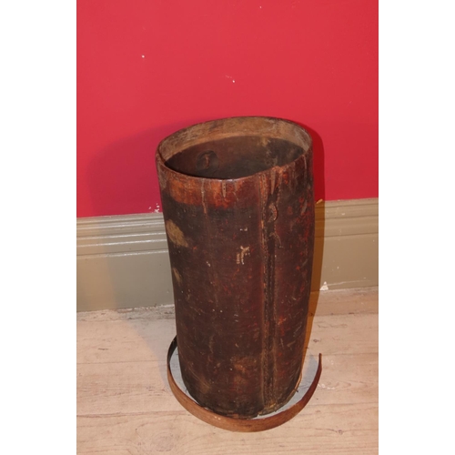 858 - Old Wood and Leatherbound Stick Stand Approximately 24 Inches High x 9 Inches Diameter Full Restorat... 