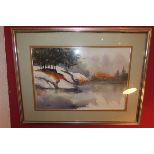 859 - Three Watercolours Forest and River Scene and Another Largest Approximately 12 Inches High x 16 Inch... 