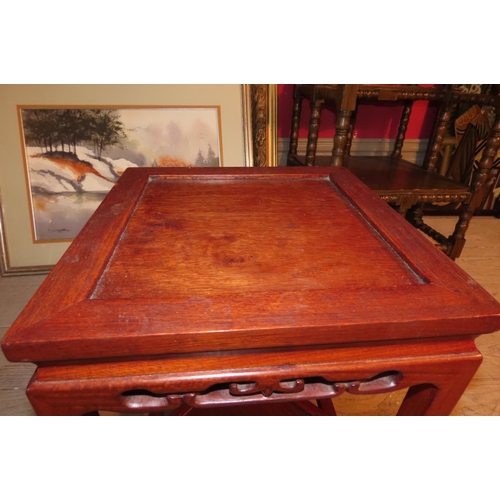 865 - Carved Hardwood Side or End Table Approximately 22 Inches High x 12 Inches Square