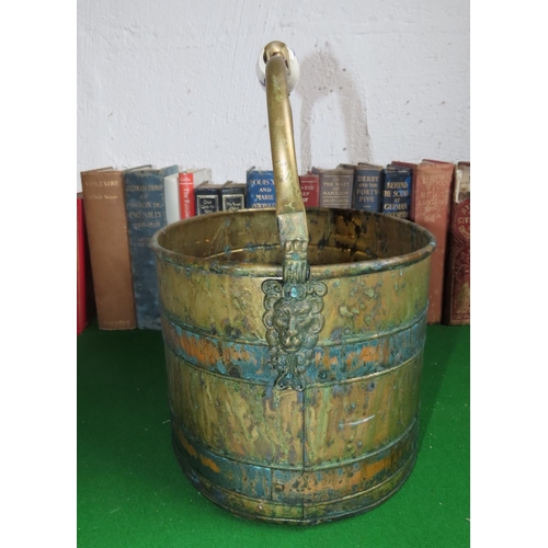 869 - Oval Form Cast Brass Coal Bucket with Swing Carry Handle