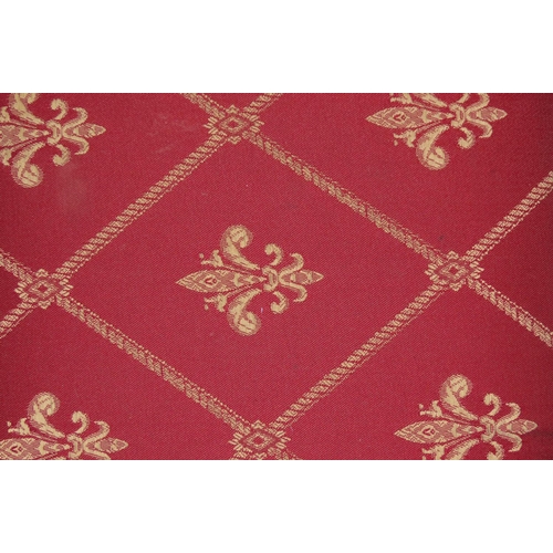 871 - Burgundy Damask Upholstered Square Form Foot Stool with Bun Supports