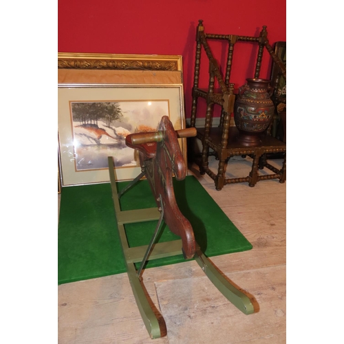 875 - Carved Wooden Rocking Horse