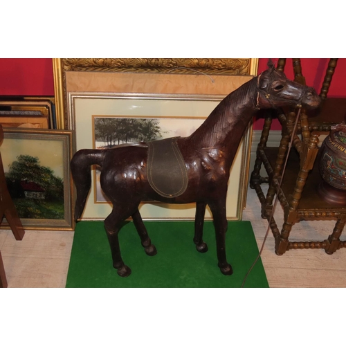 876 - Leather Upholstered Horse Figure Approximately 3ft High