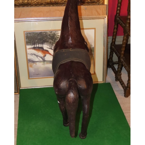 876 - Leather Upholstered Horse Figure Approximately 3ft High