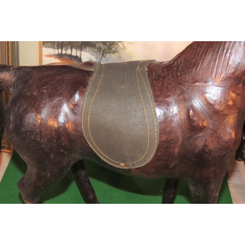 876 - Leather Upholstered Horse Figure Approximately 3ft High