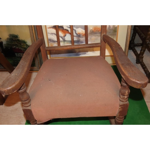 879 - Childs Rocking Chair Upholstered Seat Rail Back Decoration