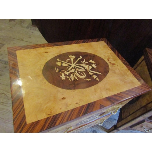 88 - Pair of Walnut Side Lockers Two Drawers with Marquetry Decoration Each Approximately 17 Inches Wide ... 