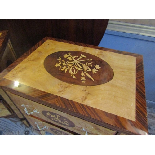 88 - Pair of Walnut Side Lockers Two Drawers with Marquetry Decoration Each Approximately 17 Inches Wide ... 