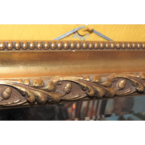 884 - Large Gilt Decorated Rectangular Form Wall Mirror Approximately 3ft 6 Inches Wide x 24 Inches High