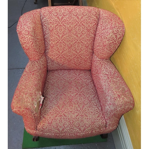 891 - Unusual Upholstered Wingback Rocking Armchair