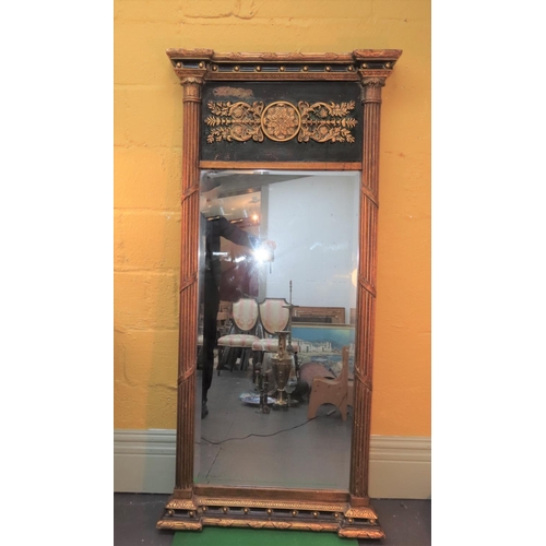 892 - Tall Gilt Decorated Over Mantle Mirror Approximately 6ft High