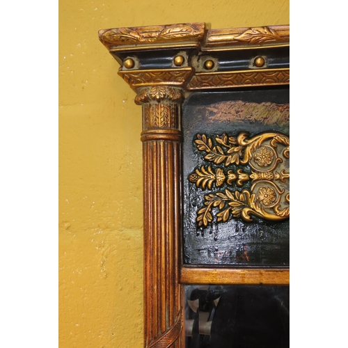 892 - Tall Gilt Decorated Over Mantle Mirror Approximately 6ft High