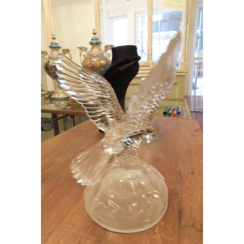 904 - Vintage Glass Sculpture Eagle Alighting Approximately 8 Inches High