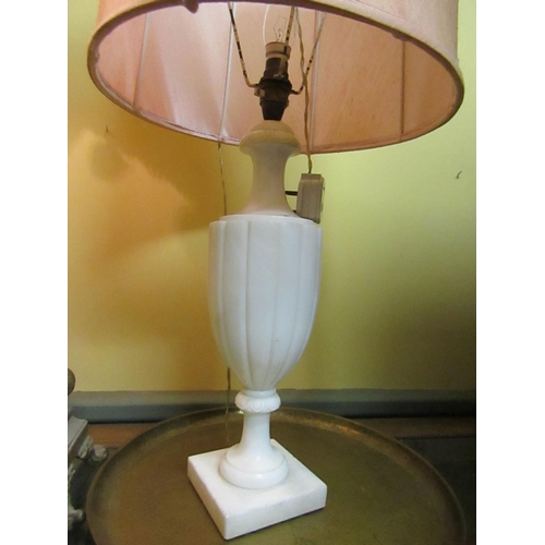 908 - Carved Marble Urn Form Table Lamp with Shade Electrified Approximately 30 Inches High