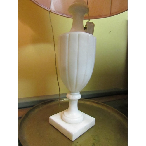 908 - Carved Marble Urn Form Table Lamp with Shade Electrified Approximately 30 Inches High