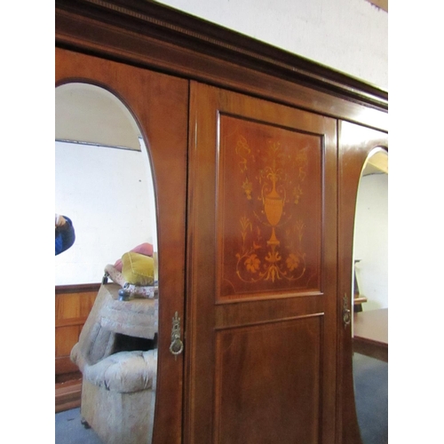 909 - Antique Figured Mahogany Twin Door Wardrobe with Two Large Drawers Below Fitted Interior Good Origin... 