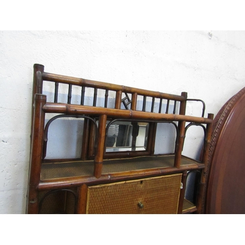 910 - Victorian Bamboo Bound Rattan Decorated Secretaire with Twin Drawers above Shaped Supports Approxima... 