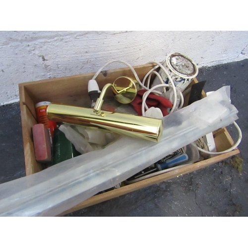 912 - Box of Various Items including Cast Brass Picture Light Quantity As Photographed