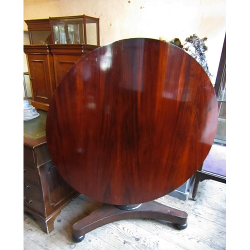 913 - Regency Rosewood Circular Form Table with Triform Base Approximately 4ft Diameter