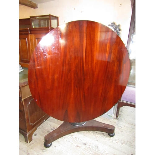 913 - Regency Rosewood Circular Form Table with Triform Base Approximately 4ft Diameter