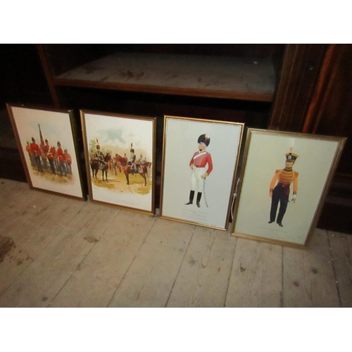 915 - Four Framed Military Prints Each Approximately 12 Inches High x 9  Inches Wide