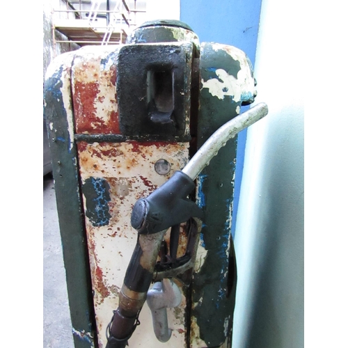 916 - Original Old Petrol Pump Double Sided with Original Nozzle and Fittings Please Note Glass Lacking on... 