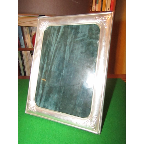 917 - Irish Solid Silver Rectangular Form Table Top Photograph Frame with Celtic Motifs Approximately 9 In... 