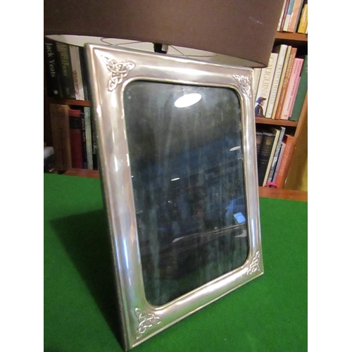 917 - Irish Solid Silver Rectangular Form Table Top Photograph Frame with Celtic Motifs Approximately 9 In... 