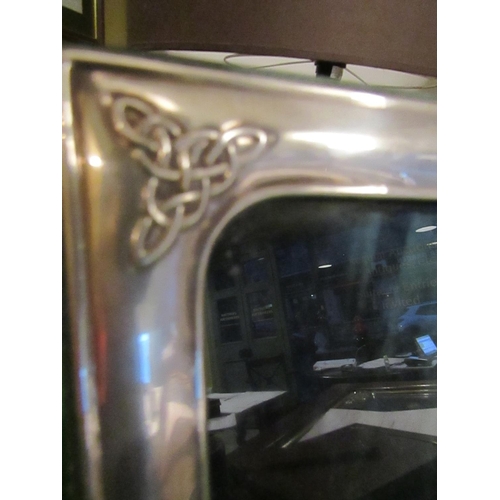 917 - Irish Solid Silver Rectangular Form Table Top Photograph Frame with Celtic Motifs Approximately 9 In... 