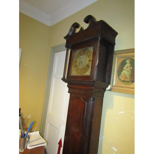 919 - George III Long Cased Clock with Engraved Brass Dial Roman Numeral Decorated Approximately 7ft High ... 