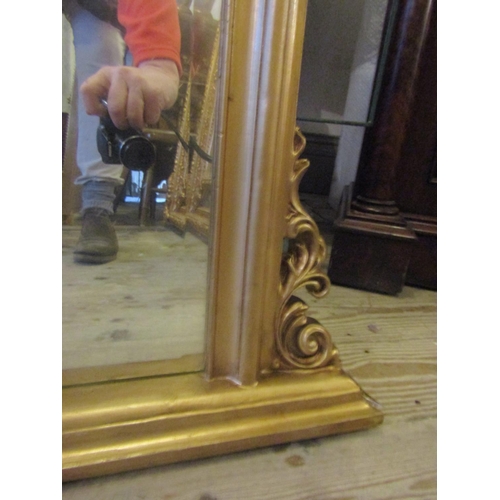 92 - Gilded Over Mantle Mirror with Upper Cartouche Decoration Approximately 38 Inches Wide x 34 Inches H... 