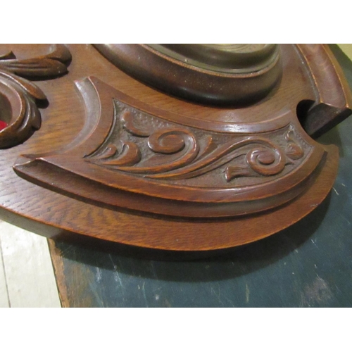 933 - Edwardian Carved Walnut Barometer with Engraved Dial Approximately 20 Inches High