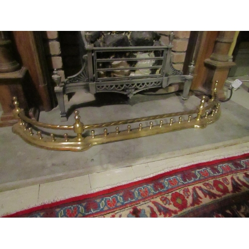 937 - Antique Cast Brass Shaped Form Fender to Fit 4ft Hearth