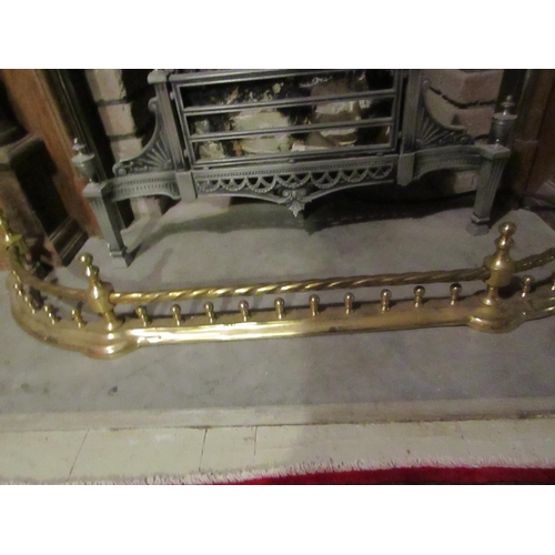 937 - Antique Cast Brass Shaped Form Fender to Fit 4ft Hearth