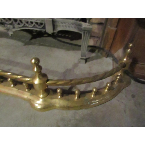 937 - Antique Cast Brass Shaped Form Fender to Fit 4ft Hearth