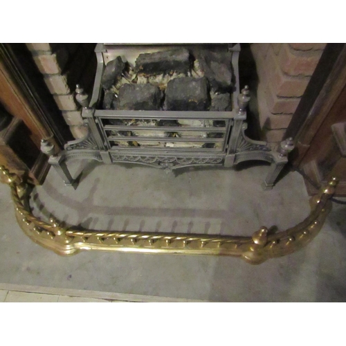 937 - Antique Cast Brass Shaped Form Fender to Fit 4ft Hearth