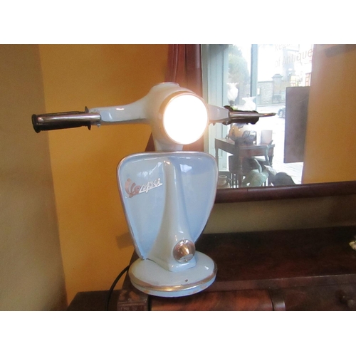 938 - Enamel Decorated Vespa Motif Table Lamp Working Order Approximately 15 Inches High