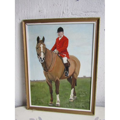 946 - Richard Rose Portrait of Hunt Master on Chestnut Mount Oil on Board Approximately 30 Inches High x 2... 